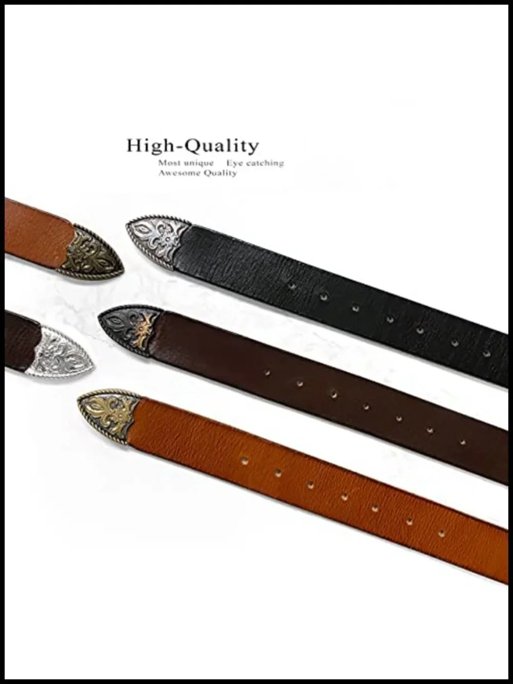 Floral Engraved Western Full Grain Leather Belt 1.5